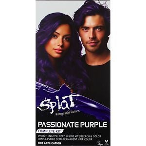 Splat Complete Kit Hair Dye Semi-Permanent Long Lasting Vegan and Cruelty-Free (Passionate Purple) - Bellso